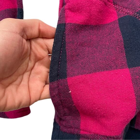 Orvis Plaid Button Down Jacket Shacket Small Fleece Lined Pink Blue - Picture 7 of 8